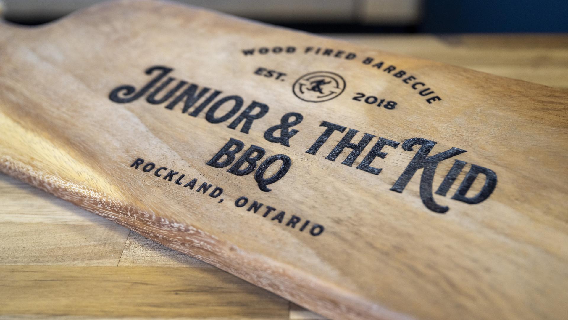 Junior and The Kid wood serving board
