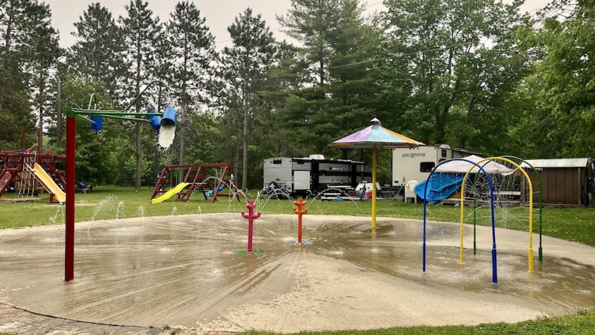 splash pad at campground
