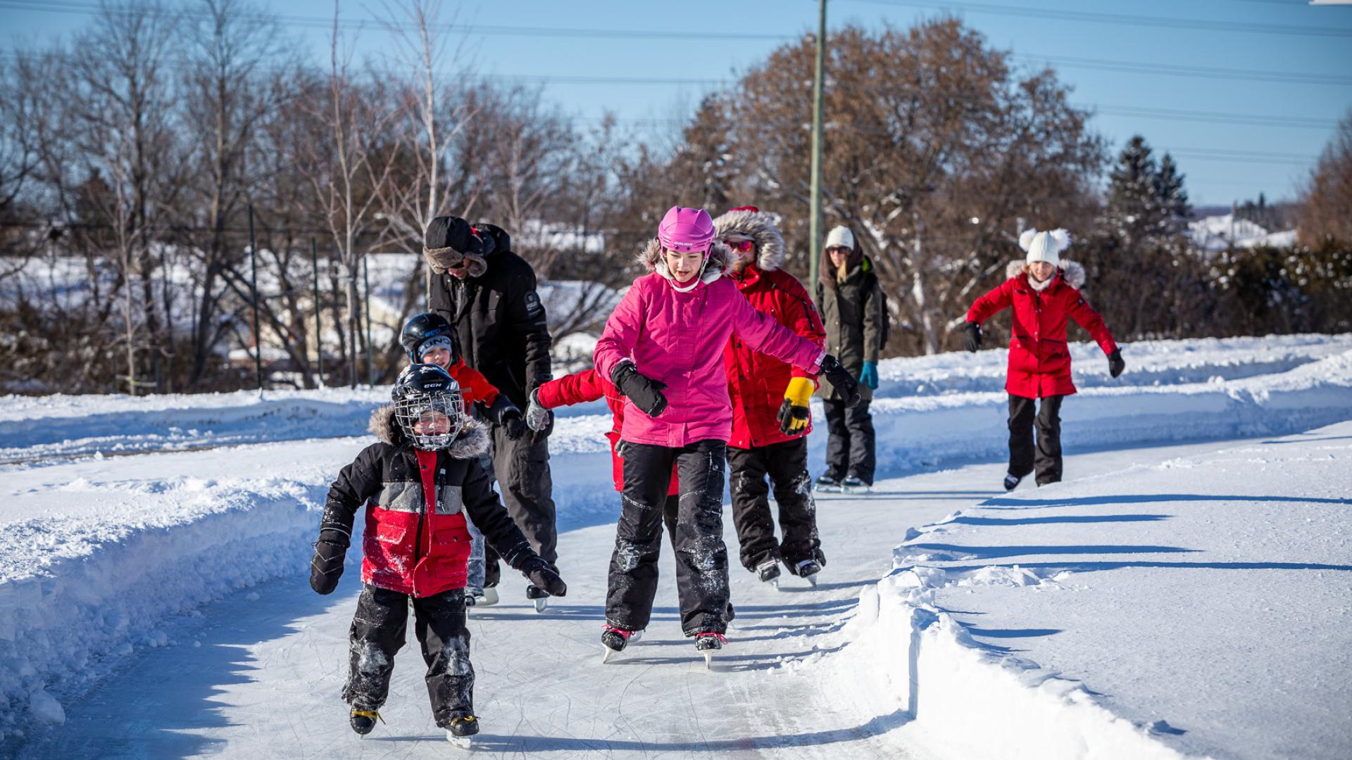 people skating on Alain Potvin ice trail