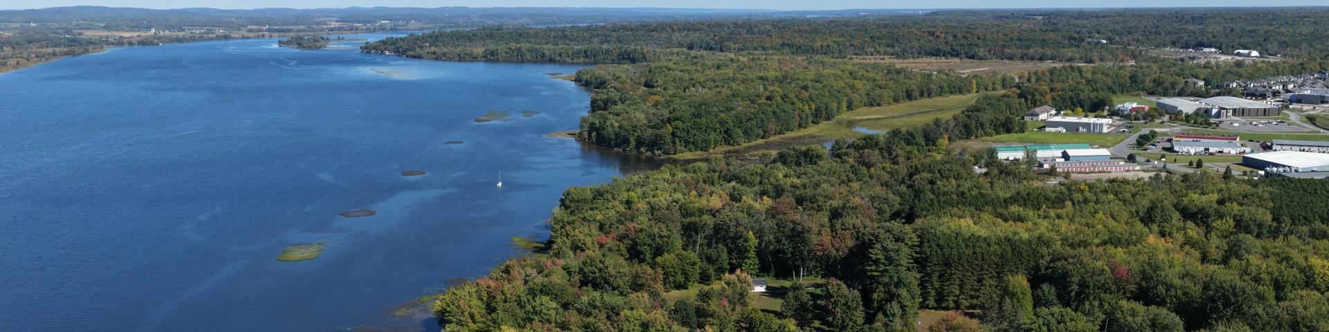 drone view of waterfront Ottawa River